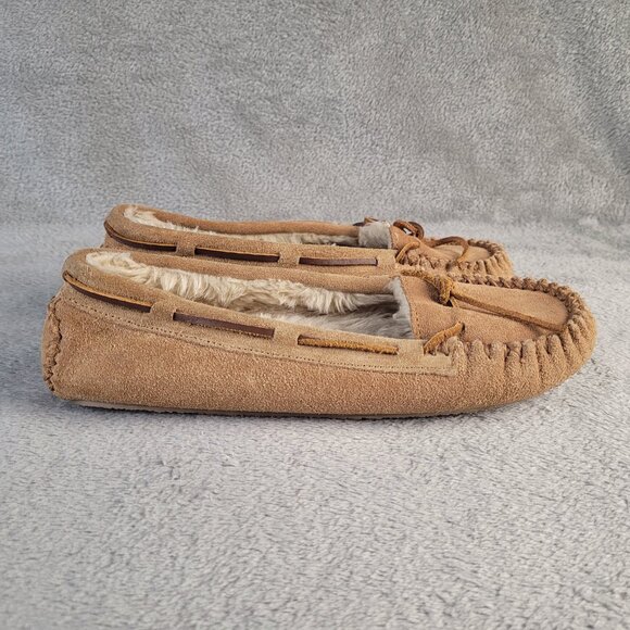 Minnetonka Women's Cally Slippers 4011 Size 8 Hard Sole Slip On Faux Fur Casual - Picture 6 of 11